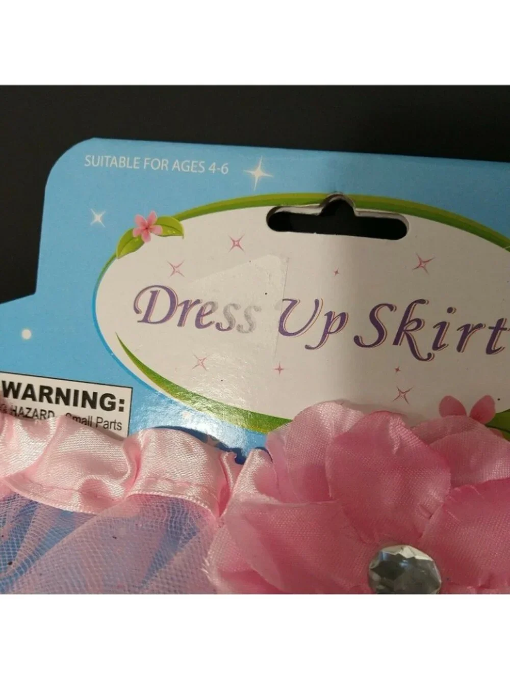 Girls Costume Dress Up Skirt Tutu Mesh Pink Flower Sparkly One Size Age 4-6